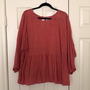 ASOS Curve Coral Raglan Sleeve Peplum Top Size US 18